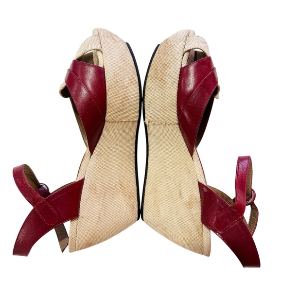 MARNI red leather wedge sandals MADE IN ITALY - Picture 3 of 13